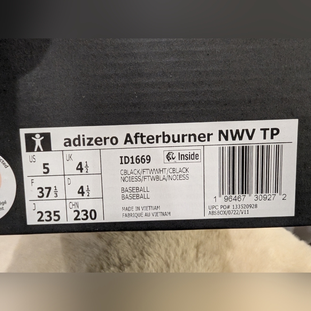Adidas Kids' Adizero Afterburner NWV TPU Baseball Cleats New With Tags Sz 5 - Picture 13 of 14